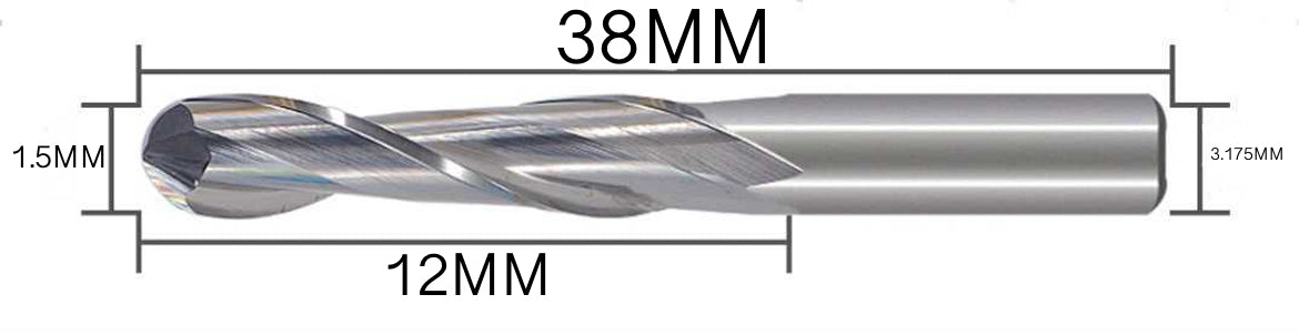 Two Flute Ball Nose Milling Cutter
